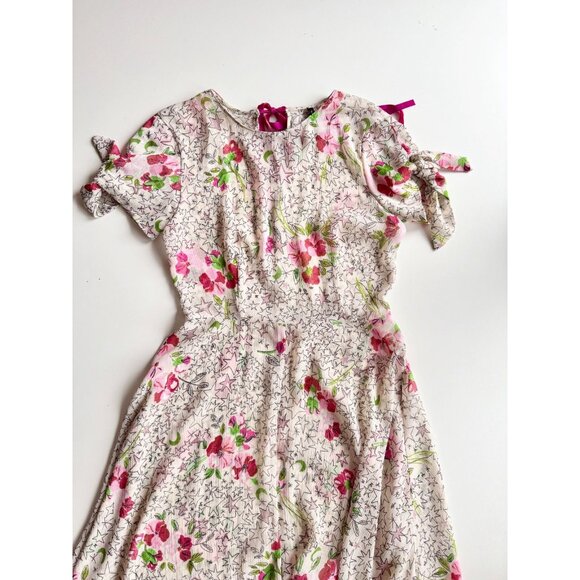 ZARA Off White Floral Star Print Crinkle Chiffon Fit & Flare Midi Dress, Size S - Picture 5 of 16